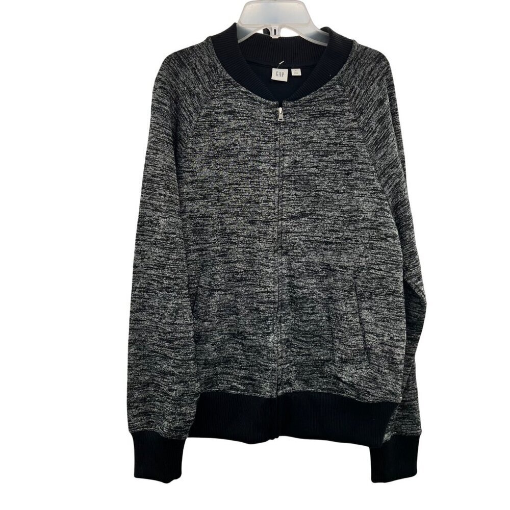 Gap Women's Full Zip Sweater Jacket Long Sleeve Gray/Black Size Small